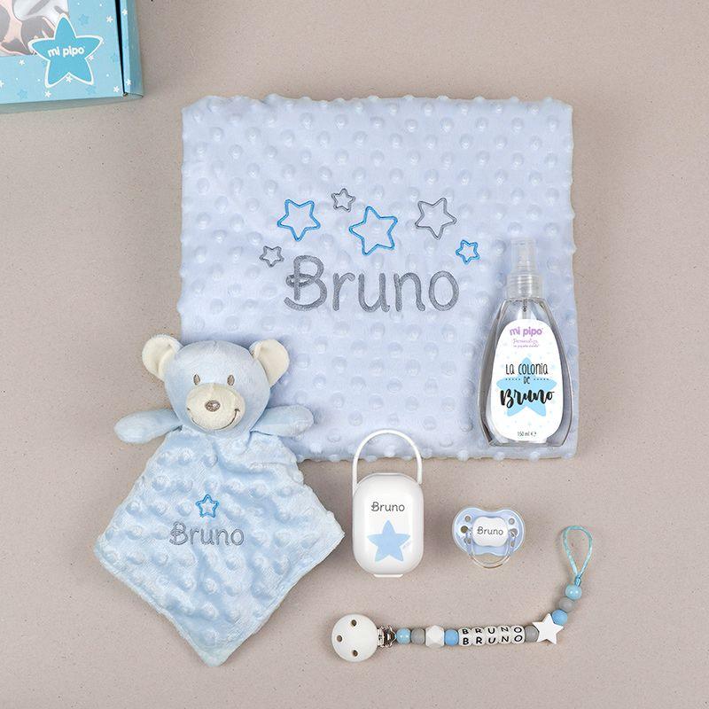 Caja regalo bebé premium oso celeste Mi Pipo - Nanetes #